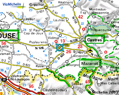 Detail of the map with the location of Les Vignes